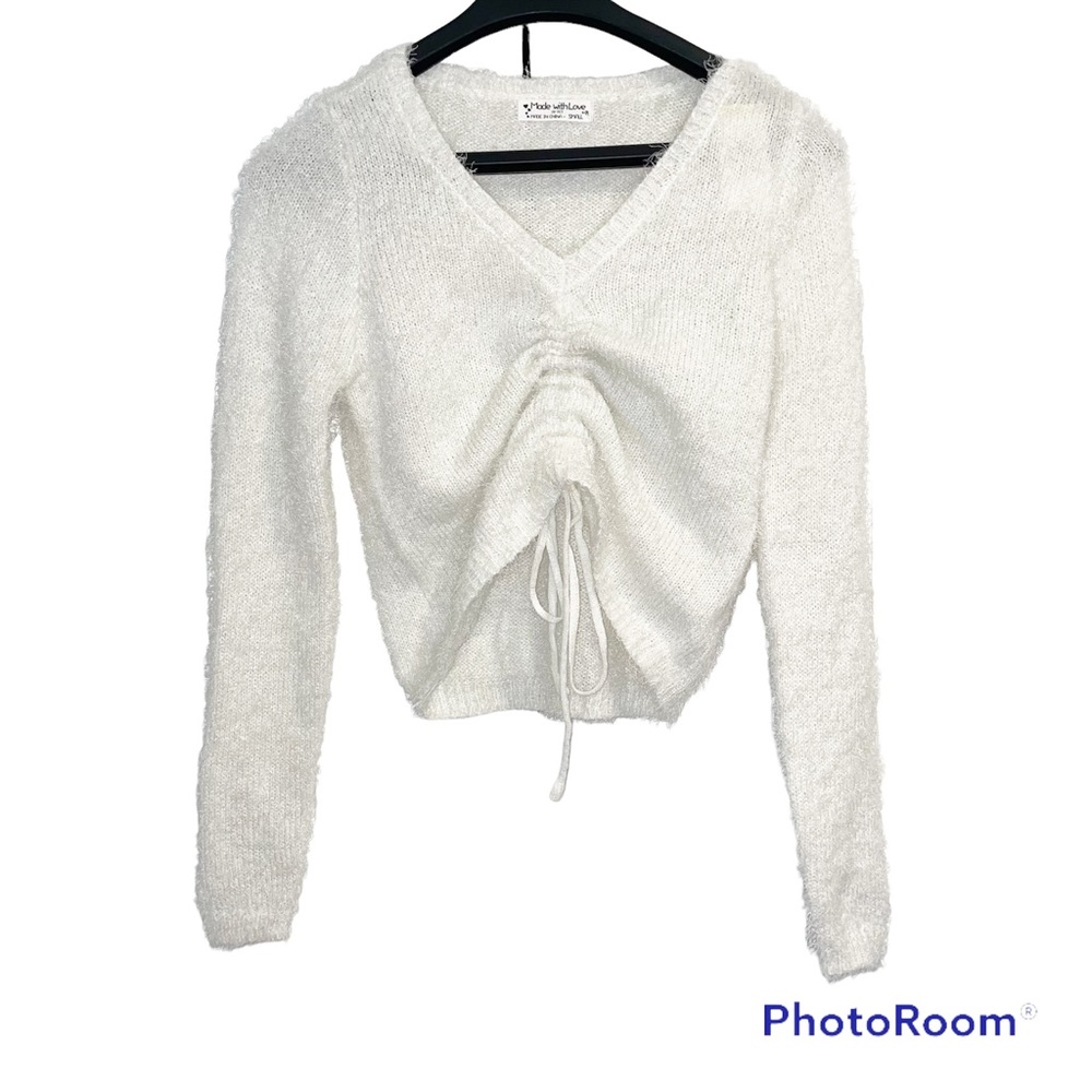 Women's Sweater Made With Love by Full Circle Trends Fuzzy Cropped Long …